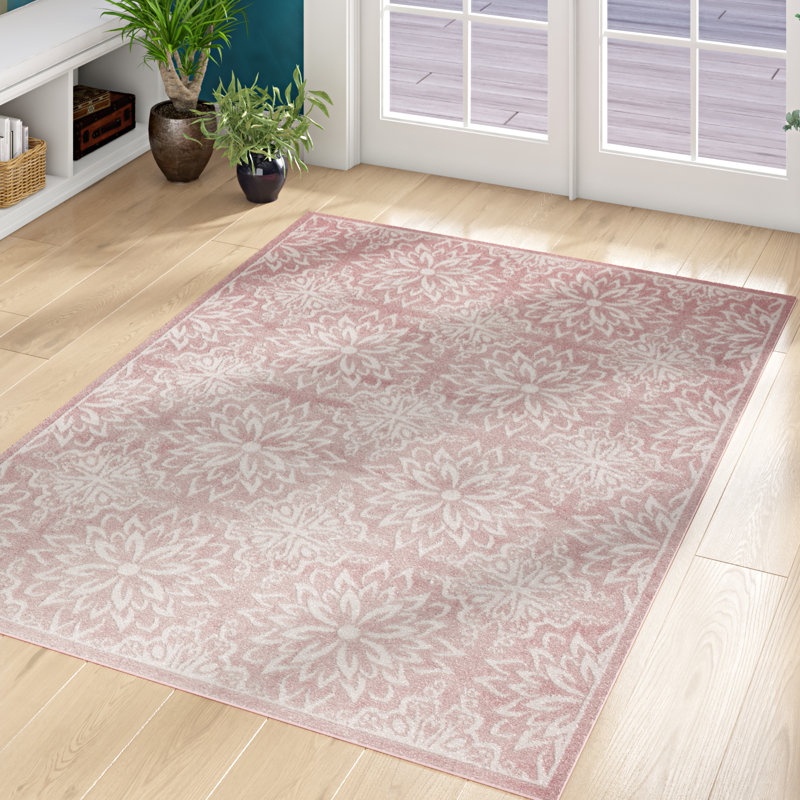 Charlton Home® Yurig Floral Area Rug in Ivory/Pink & Reviews Wayfair